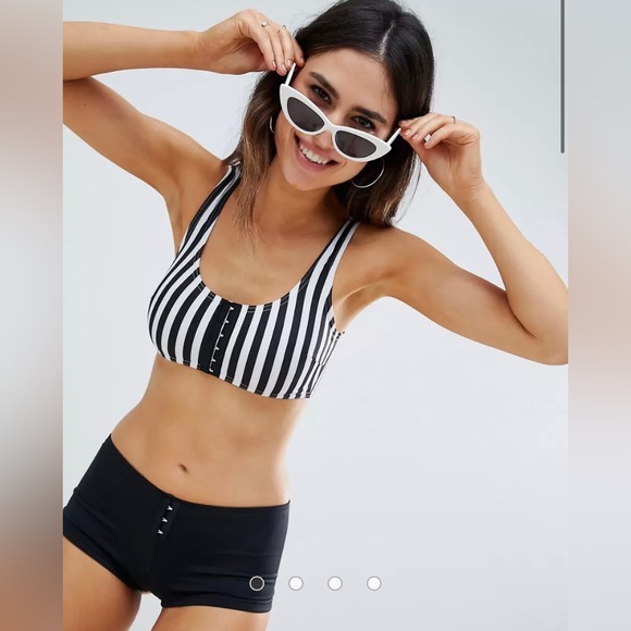 New - Never Worn - ASOS Halter Top & Boy Short Swimsuit Size 10 - Picture 1 of 8